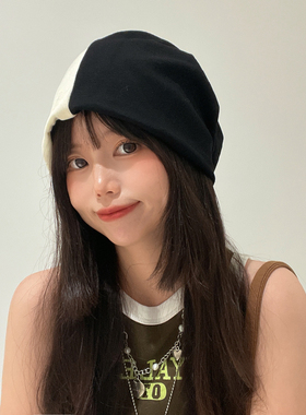 拼接设计冷帽女春秋遮脸显脸小