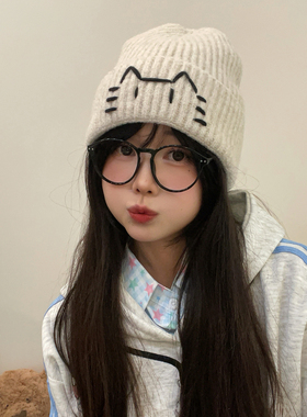 可爱小猫护耳针织毛线帽显脸小女