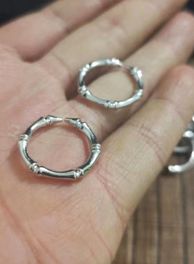竹节造型开口戒指男女通用简约金属指环个性饰品配件复古式新潮