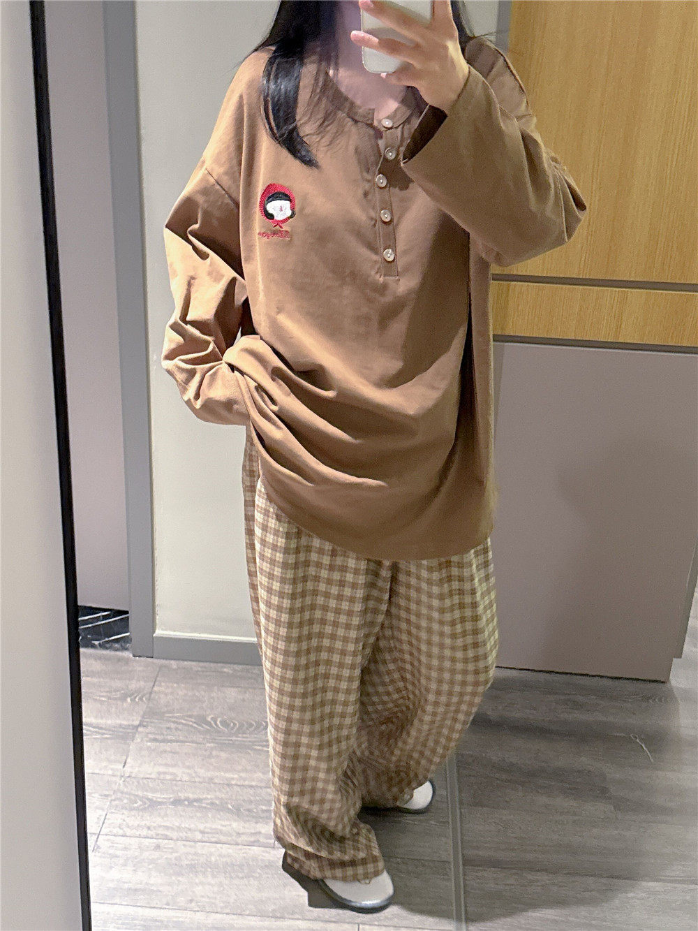 春秋长袖情侣睡衣纯棉刺绣家居服宽松大码胖mm200斤格子长裤套装,淘宝优惠券,粉丝福利购,淘宝优惠卷