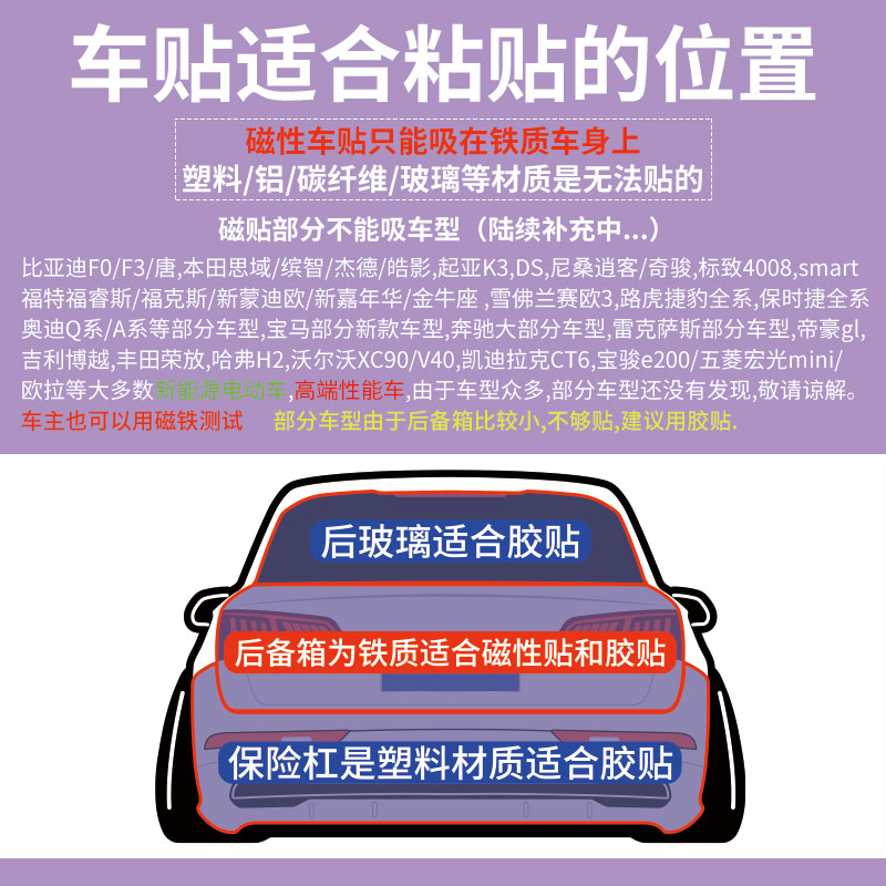 卡通女司机新手上路实习车贴纸保持车距关远光灯警示汽车装饰磁贴 - 图3