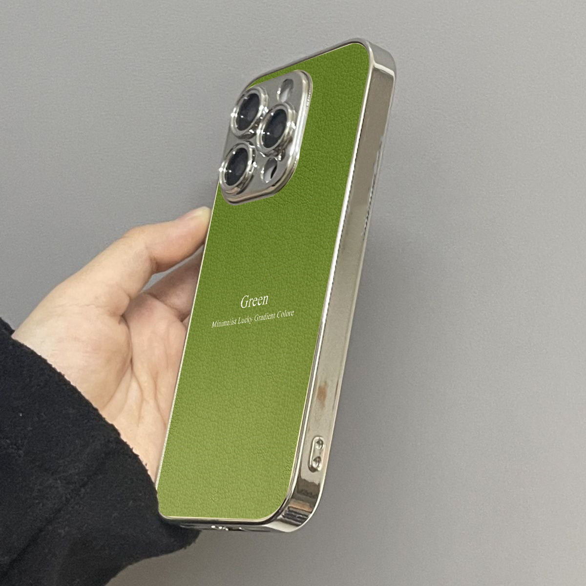 渐变绿简约英文电镀适用苹果16promax手机壳iPhone15个性13新款14pro高级时尚17plus情侣12小羊皮女x防摔硬壳,淘宝优惠券,粉丝福利购,淘宝优惠卷