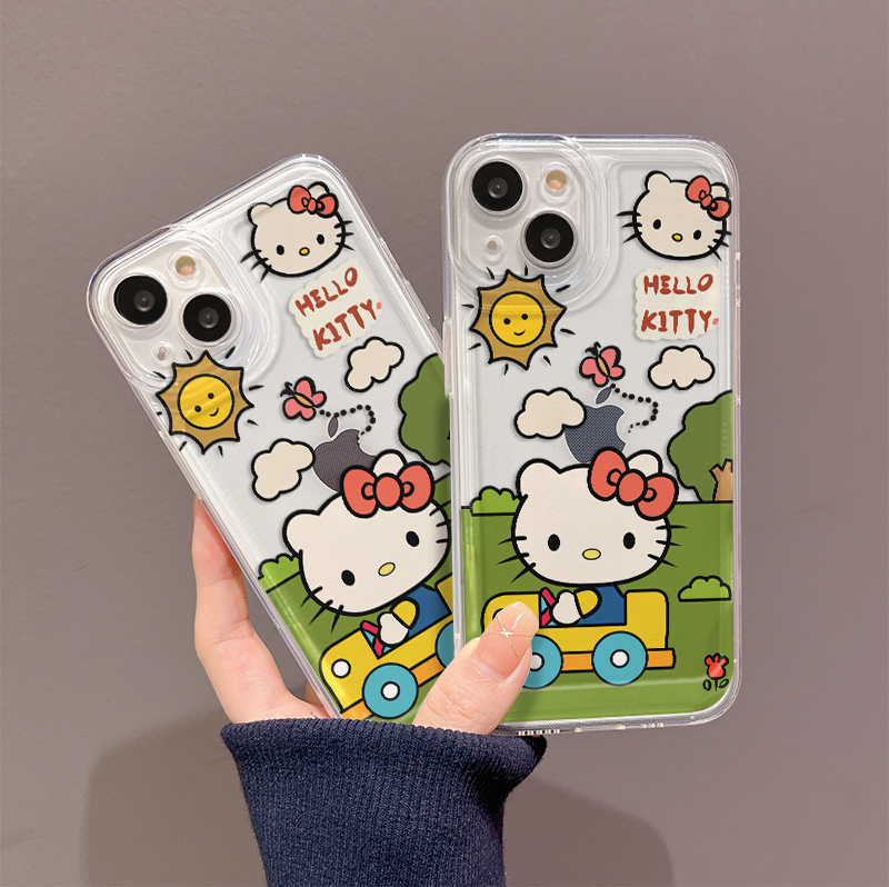 可爱哈喽kt猫适用苹果14promax手机壳iPhone13透明12hellokitty新款11pro卡通1plus5情侣xs女xr全包x防摔硬壳 - 图2