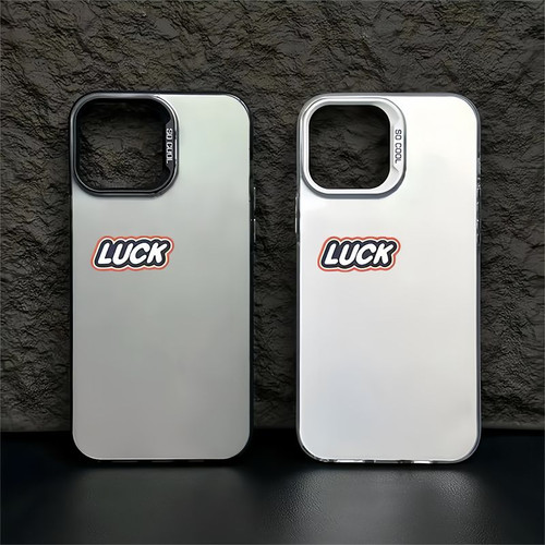 小众简约LUck好运适用苹果15promax手机壳iPhone14高级13新款12pro网红情侣17plus16镭射xs女xr全包x防摔硬壳 - 图1