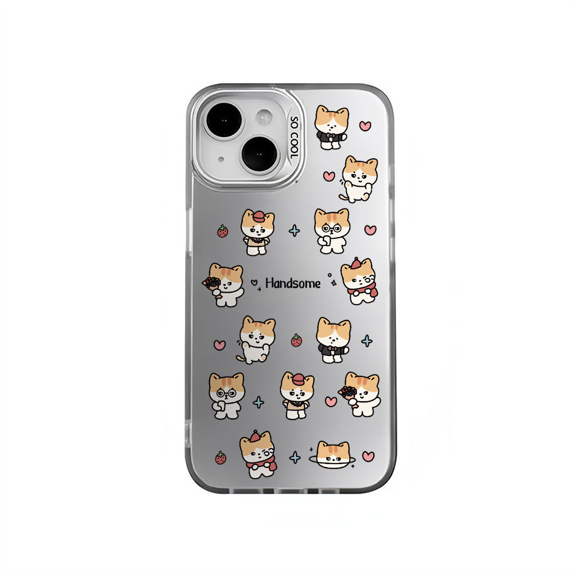 趣味韩系帅气小猫适用苹果16promax手机壳iPhone15情侣14新款1女pro超火12个性网红plus镭射11小众xs防摔硬壳