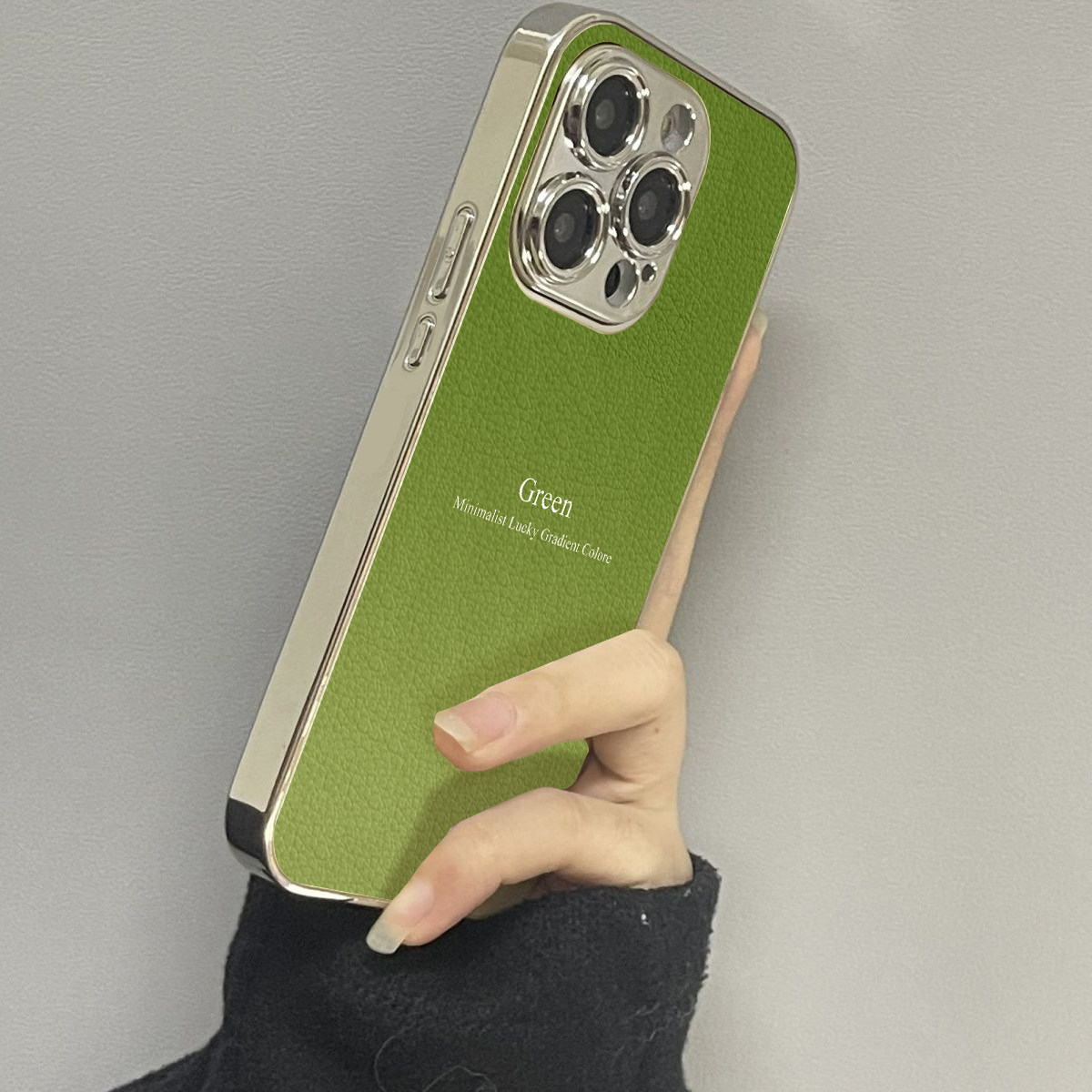 渐变绿简约英文电镀适用苹果16promax手机壳iPhone15个性13新款14pro高级时尚17plus情侣12小羊皮女x防摔硬壳,淘宝优惠券,粉丝福利购,淘宝优惠卷