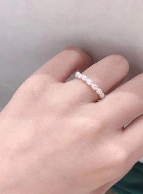 天卉珠宝淡水珍珠天然强光弹力小米珠戒指日韩清新尾戒简约可调节