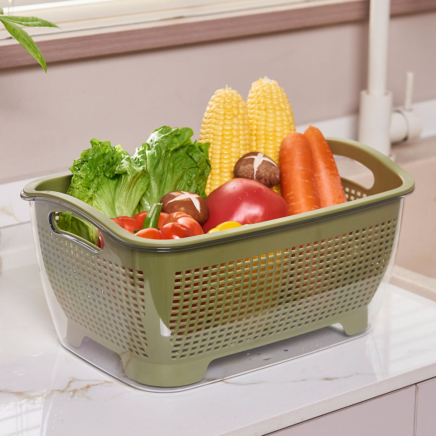 双层洗菜盆沥水篮厨房家用客厅水果盘塑料淘菜盆子洗水果蔬菜篮子,淘宝优惠券,粉丝福利购,淘宝优惠卷