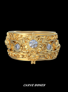 镶嵌戒指CARVEBONES钻石原创