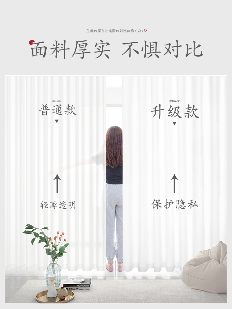 2021新款客厅阳台透光时尚窗帘纱帘 未来式成品窗帘
