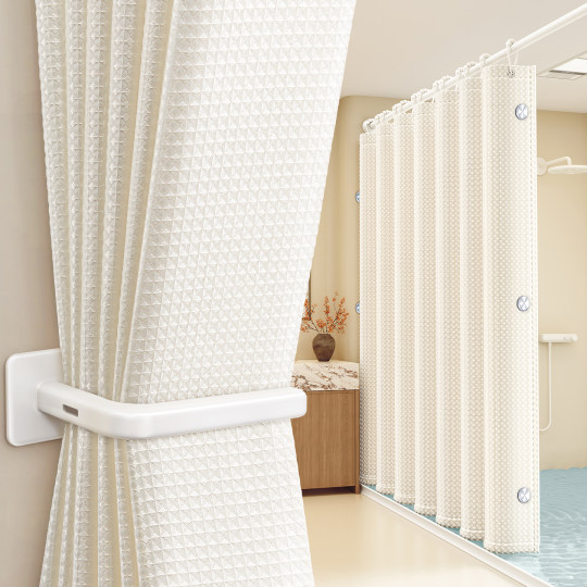高档浴室防水浴帘卫生间淋浴窗帘干湿分离隔断遮挡速干防霉免打孔
