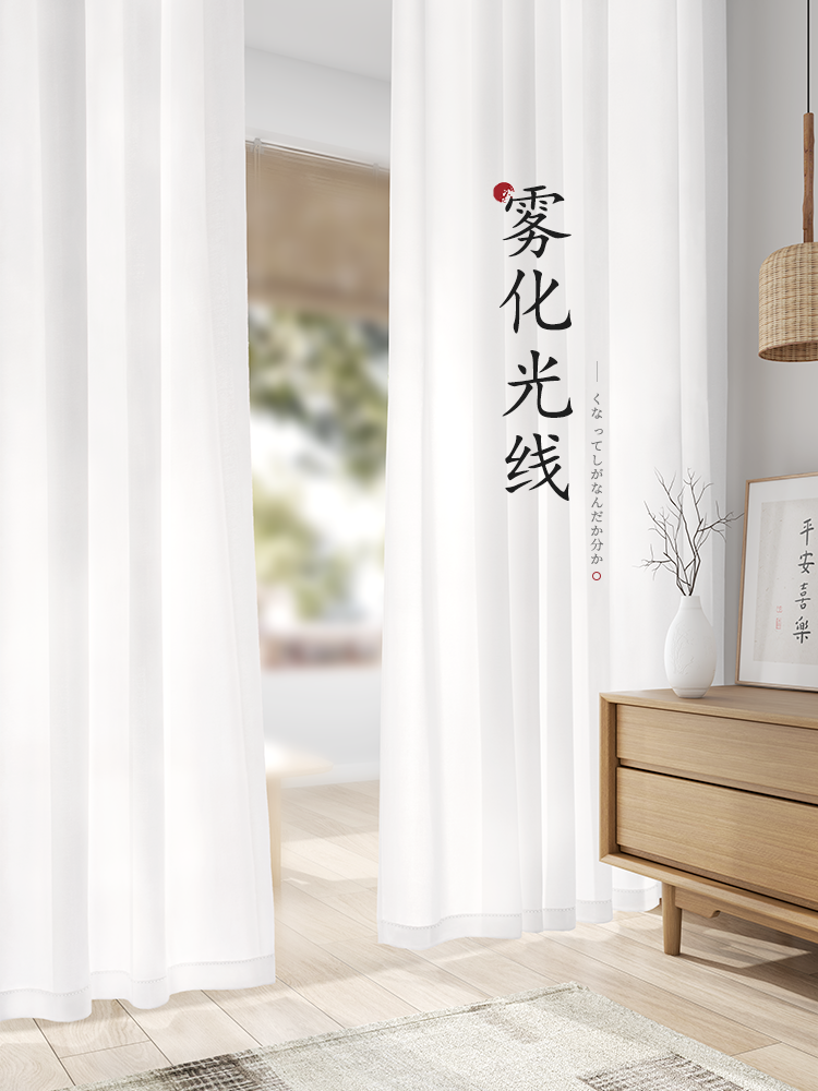 2021新款客厅阳台透光时尚窗帘纱帘 未来式成品窗帘