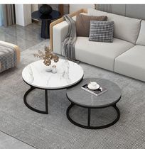 Tea table light and luxurious minimalist modern living room Home Small family Type Nordic edge Several marble rock plate round small tea table Table