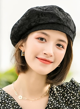贝雷帽女夏季薄款透气复古八角帽