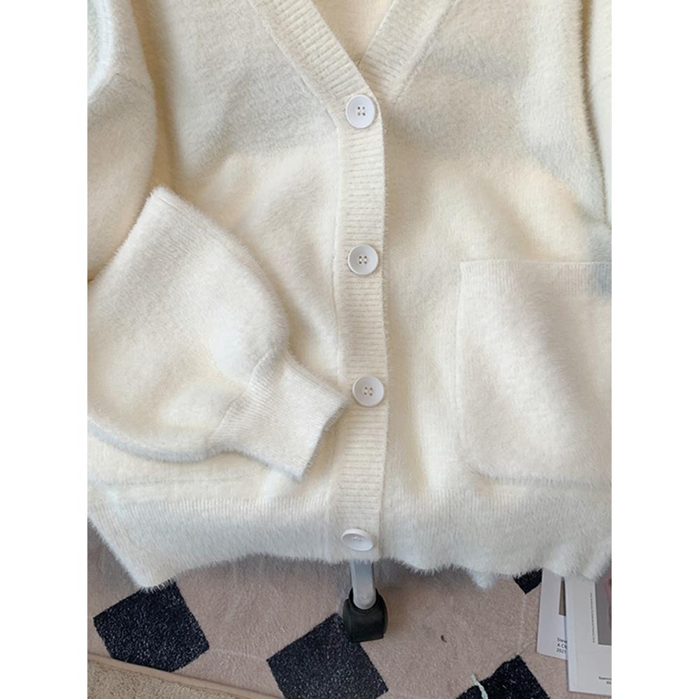 2025春季新款水貂绒针织开衫毛衣女学院风jk外套宽松慵懒风上衣女 - 图2