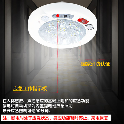 led人体感应灯楼道吸顶灯声光控楼梯过道车库智能红外应急感应灯 - 图2
