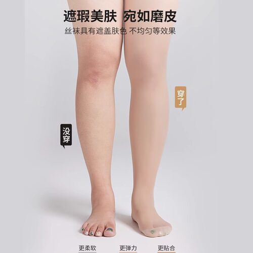 大码丝袜女超薄款防勾丝光腿神器夏200斤胖mm加肥美肤菠萝连裤袜 - 图1