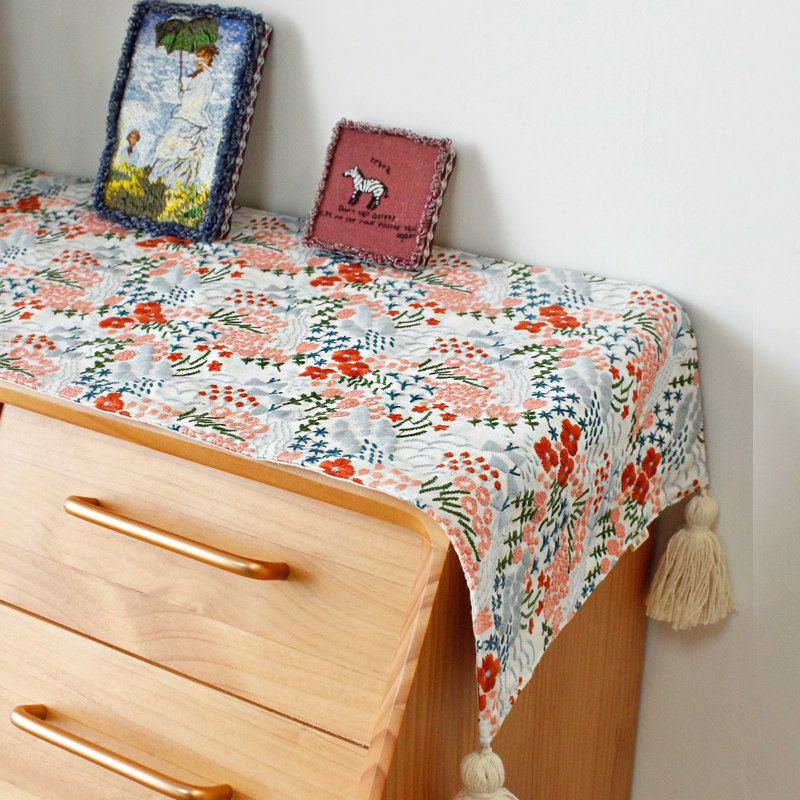 日式刺绣茶几旗餐桌旗结婚斗柜鞋柜桌垫布长方形电视柜餐边柜盖布,淘宝优惠券,粉丝福利购,淘宝优惠卷