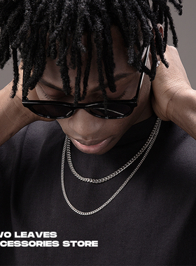 TWOLEAVES钛钢男女百搭古巴项链
