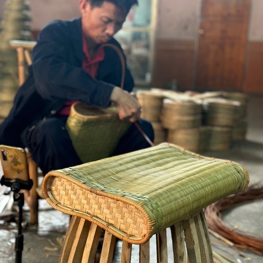 Handmade bamboo woven pillow bamboo cool pillow sleep single pillow spine bamboo cool pillow (with pillowcase and cool fan)