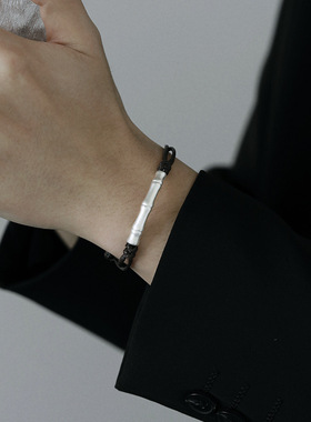 s925纯银竹节手链女男国风高级复古考试上岸幸运手绳古法手工编织