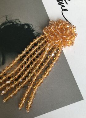 长吊手工钉珠水晶耳环胸针饰品