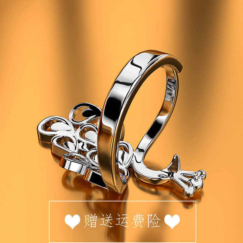 纯银孔雀99凤凰女士开口花戒尾戒 大师高端原创开光银饰品戒指/指环