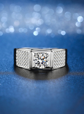 厂家直销满钻男戒子创意霸气S925纯银男士闪钻微镶莫桑石钻戒指