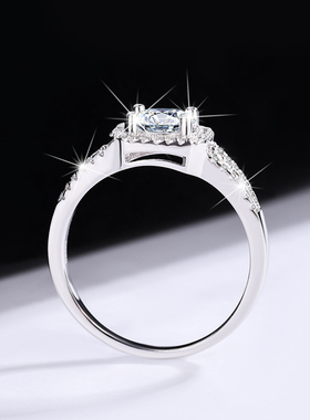 S925纯银莫桑石求婚戒指