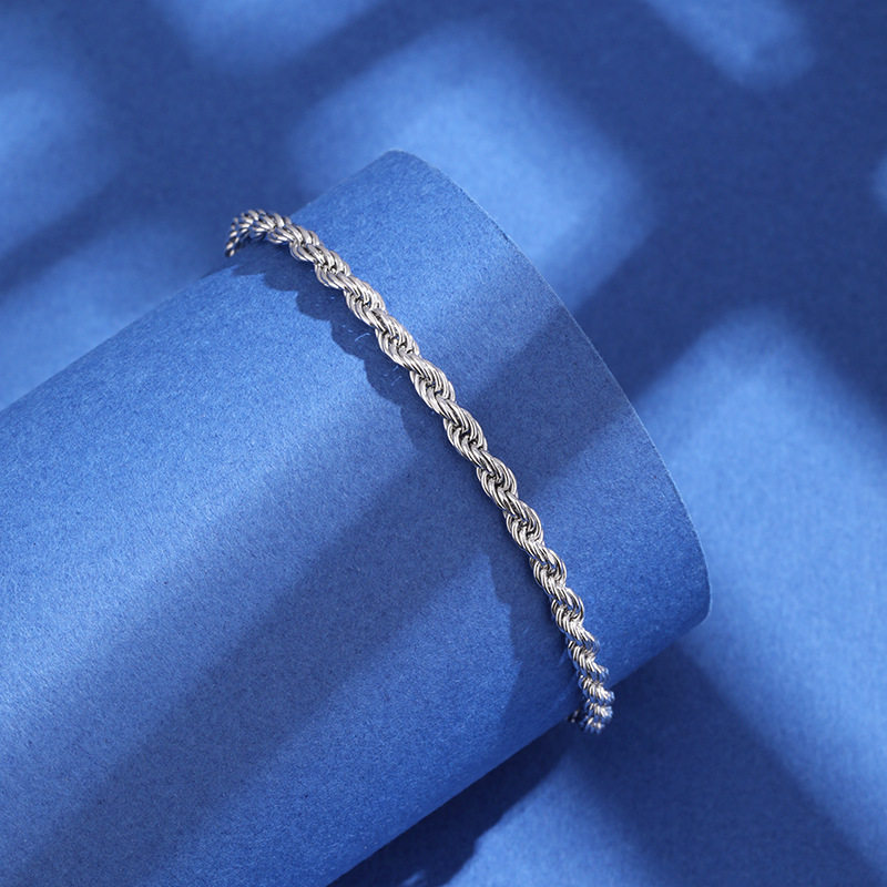 925纯银3.3mm麻绳手链时尚男女同款个性嘻哈扭绳麻花情侣手饰品,淘宝优惠券,粉丝福利购,淘宝优惠卷