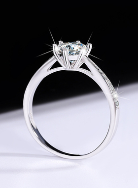 s925纯银莫桑石韩版六爪戒指女士戒子六爪经典皇冠求婚戒指送女友