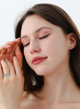 S925银莫桑石满天星辰戒指女精致小巧日常简约百搭款节日礼物