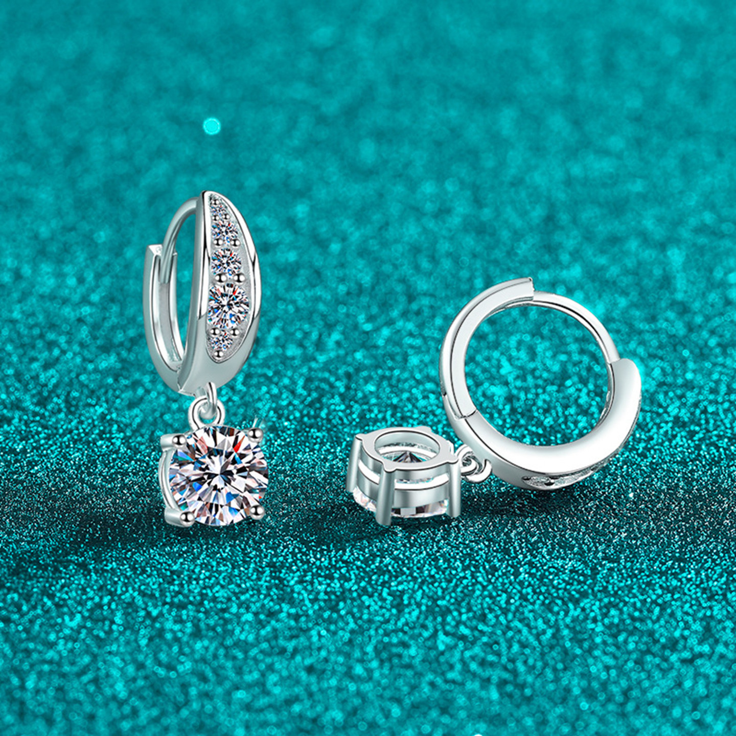 时尚S925纯银莫桑石耳钉女高级感耳扣个性气质耳环耳坠节日礼物,淘宝优惠券,粉丝福利购,淘宝优惠卷