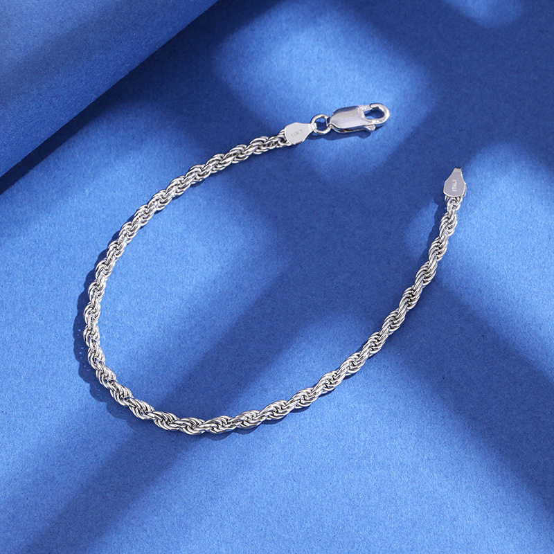 925纯银3.3mm麻绳手链时尚男女同款个性嘻哈扭绳麻花情侣手饰品,淘宝优惠券,粉丝福利购,淘宝优惠卷