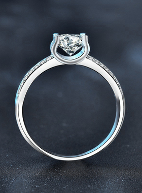 超闪莫桑石925纯银戒指女双排牛头钻戒欧美ins闭口结婚戒指饰品