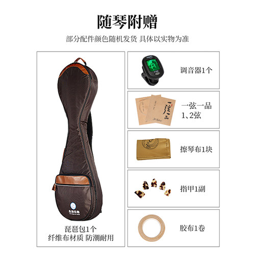 乐海琵琶乐器初学者入门非洲紫檀木原木色多款图案名师选琴DJ12-2 - 图3
