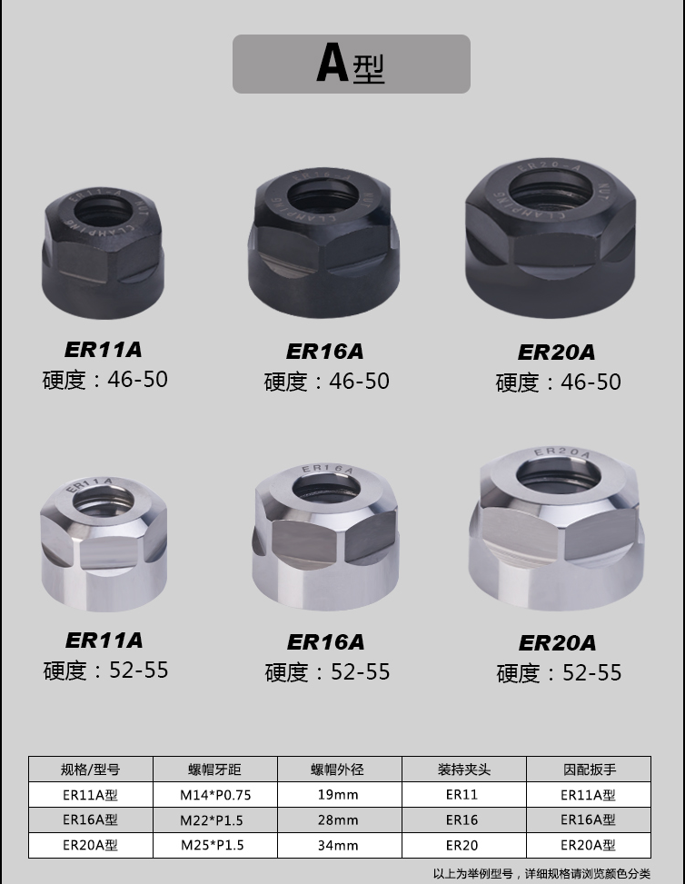 高精BT刀柄延长杆螺帽ER11A型ER16M型ER20ER25UM螺母刀柄夹头压帽