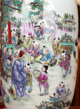 景德镇粉彩百子图落地大花瓶