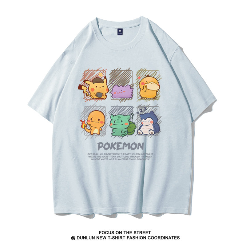 精灵宝可梦短袖T恤可达鸭皮卡丘动漫周边卡通男女夏季情侣上衣潮,淘宝优惠券,粉丝福利购,淘宝优惠卷