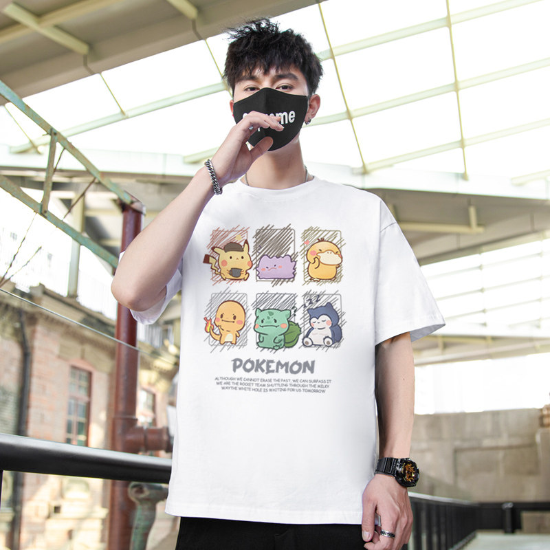 精灵宝可梦短袖T恤可达鸭皮卡丘动漫周边卡通男女夏季情侣上衣潮,淘宝优惠券,粉丝福利购,淘宝优惠卷