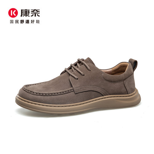 康奈男鞋春秋户外休闲皮鞋大头鞋工装鞋复古袋鼠鞋透气套脚乐福鞋 - 图0