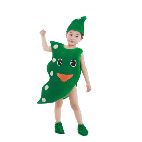 豆荚里的五粒豆儿童豌豆角蔬菜演出服幼儿园蚕豆四季豆角表演服装 - 图2