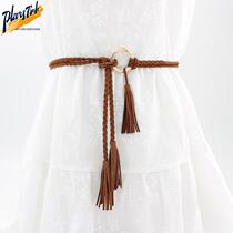 Woven fine belt female Han version Stream suo decoration small waist chain Liandress 100 lap national wind cashew knotted waist tying waist rope