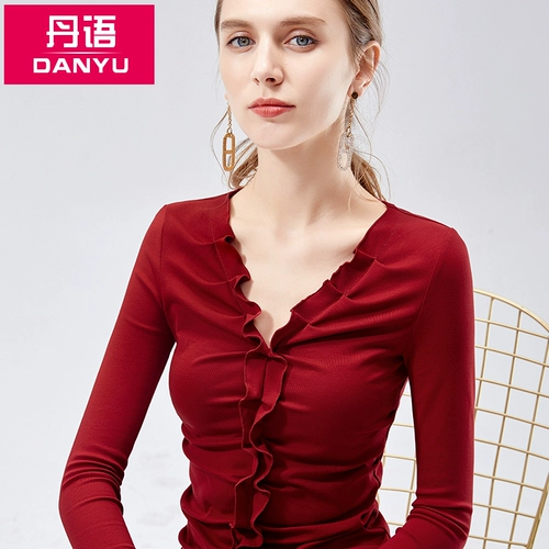 丹语 Футболка, сексуальный лонгслив, дизайнерский приталенный корсет, V-образный вырез, тренд сезона