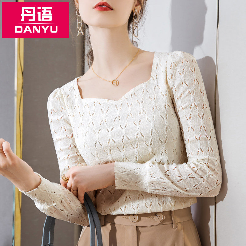 丹语欧洲站女长袖镂空2020蕾丝衫 丹语蕾丝衫/雪纺衫