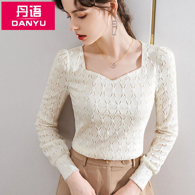 丹语欧洲站女长袖镂空2020蕾丝衫 丹语蕾丝衫/雪纺衫
