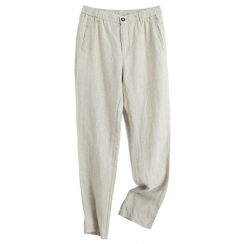 亚麻裤男宽松夏季薄款男士休闲裤棉麻男裤直筒麻裤子百搭男长裤潮 - 图3