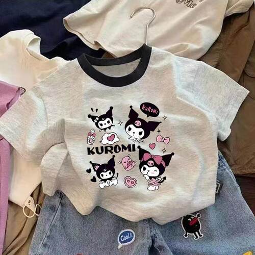 儿童短袖新款卡通纯棉夏季T恤男童女童宝宝圆领印花上衣百搭半袖 - 图0