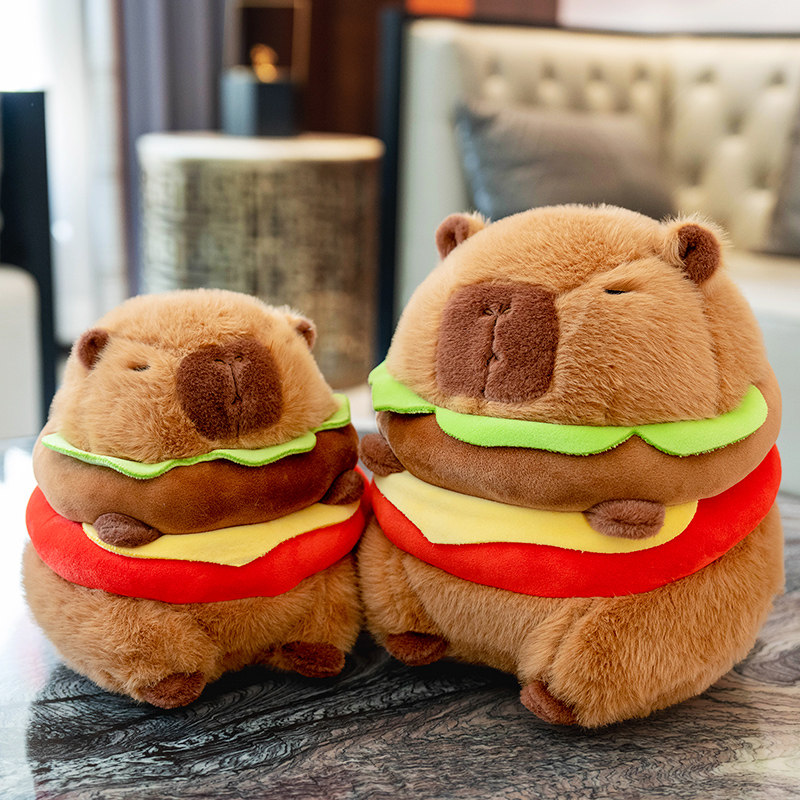 可爱卡皮巴拉汉堡水豚公仔玩偶三明治毛绒玩具男女孩生日礼物娃娃,淘宝优惠券,粉丝福利购,淘宝优惠卷