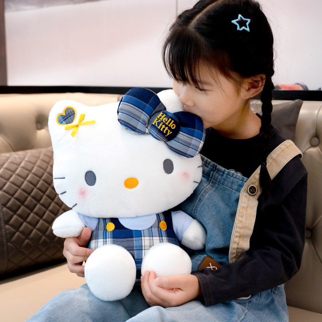 HelloKitty Doll Dark Blue Checkered Doll KT Cat
